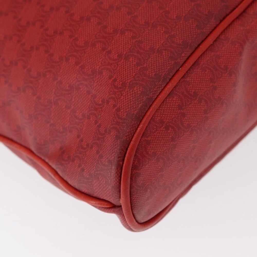 Authentic CELINE Macadam Canvas Shoulder Bag Red Gold - Picture 6 of 16